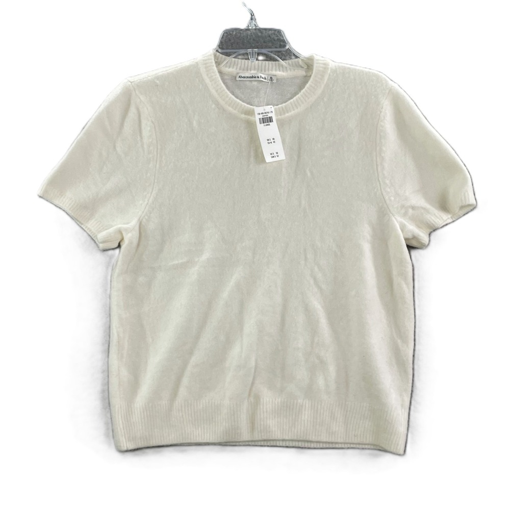 Abercrombie & Fitch Sweater Womens XL White Knit Short Sleeve Crew Neck Pullover